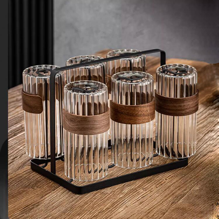 Japanese-style retro vertical patterned anti-scald and heat-resistant drinking cup, ear-hanging coffee cup, iced American latte cup, heat-insulating beverage cup details Picture