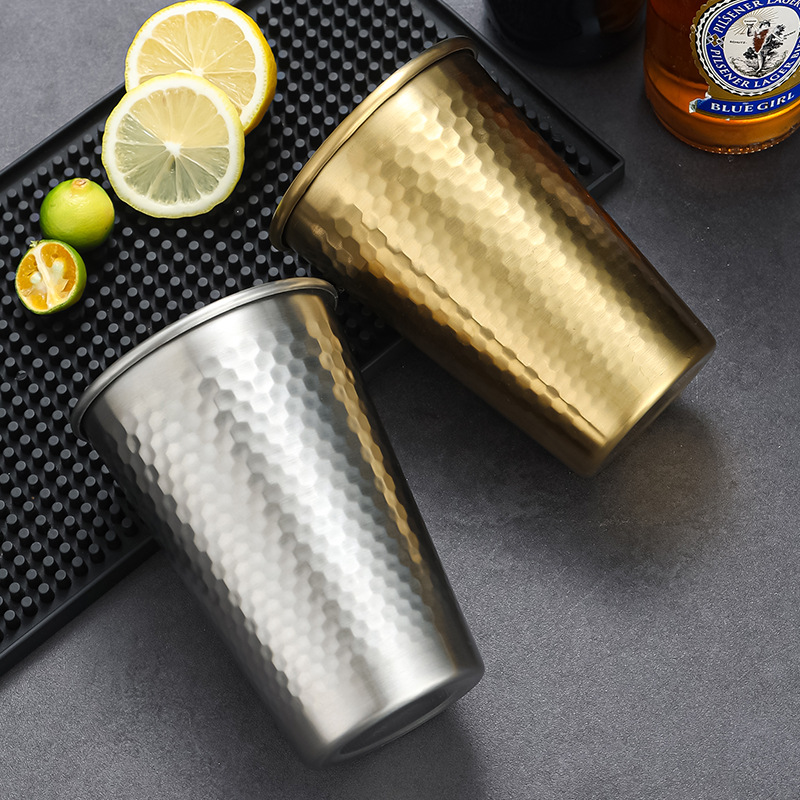 Korean-style 304 stainless steel diamond-patterned single-layer water cups, beer mugs, beverage cups, mouthwash cups, milk cups, juice cups details Picture