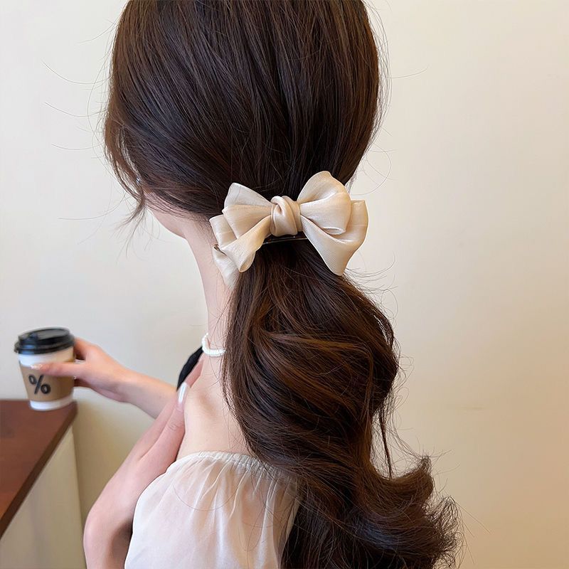 Black bow hair clip, versatile and high-end hair accessory, high ponytail fixed clip, bun head grappling clip Specification drawing