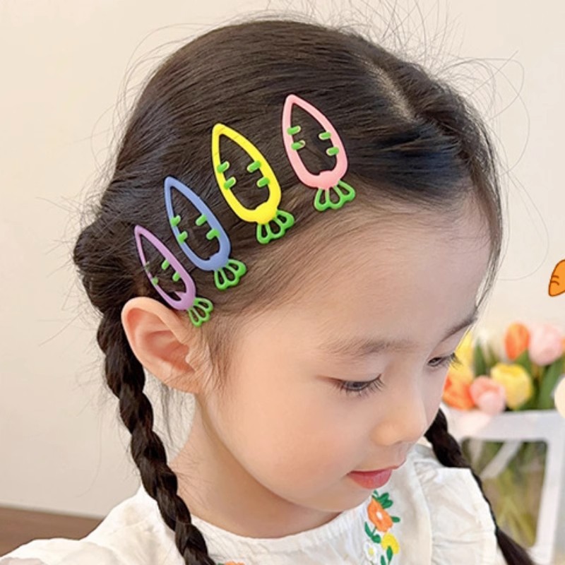Cute carrot hair clips for children, new side bangs clips for girls, baby's back head hair clips, bb hair accessories Application Scenario