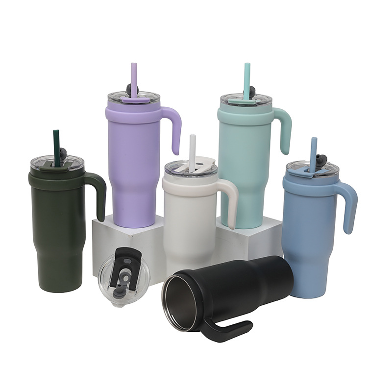 New cross-border 24oz children's ice cup with straw, handle insulated water cup, stainless steel car cup with high appearance level Specification drawing