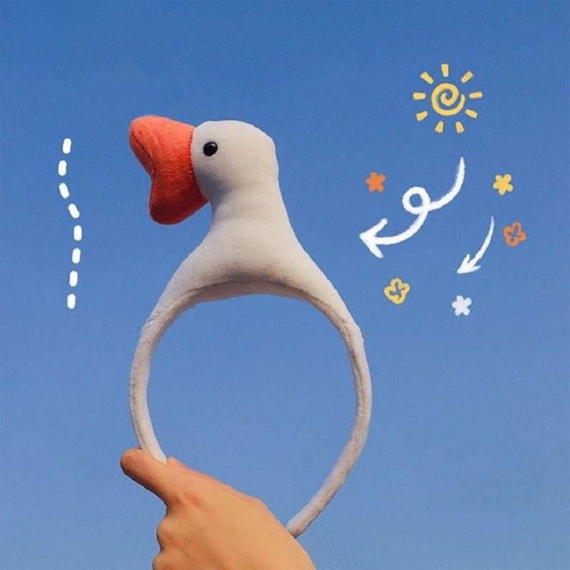 Big-mouthed screaming duck hair band, cute cartoon couple headband, face-washing hair clip, cute and soft girl, little yellow duck hair accessory, headwear details Picture