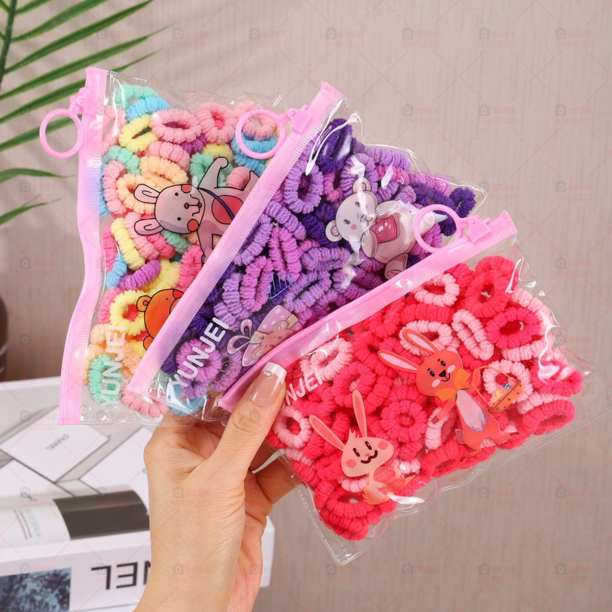 Children's towel ring manufacturer, colorful thumb hair bands that do not damage hair, baby hair tie bags, small rubber band hair ties wholesale full figure