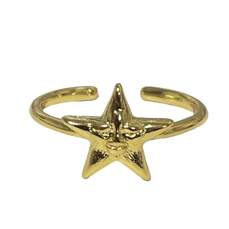 Simple and retro sun, star, moon, fashionable open ring, unique design for women, layering, niche and versatile ring Item Picture