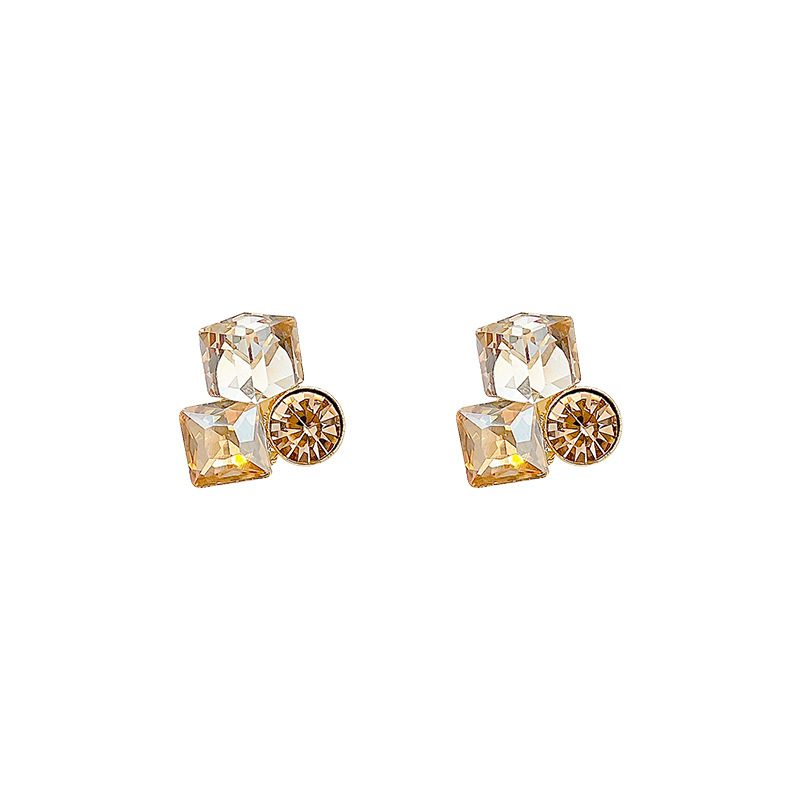 Gradient sugar stud earrings for women's autumn and winter, with a light luxury and high-end feel, unique Maillard S925 silver needle earrings wholesale Item Picture