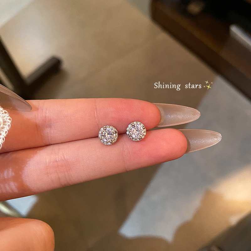 Exquisite sparkling diamond tassel pearl earrings for women, long, individual and simple Korean style stud earrings, a pair of two-piece earrings and earrings Specification drawing