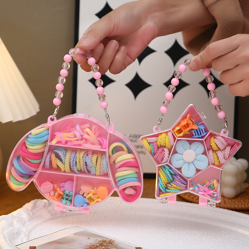 New children's little princess shoulder bag, hair band, girls' fresh and sweet macaron hair rope, cute hair accessory set, leather band details Picture