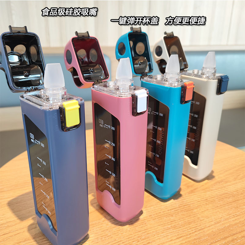 High-end water cups for summer, high appearance level, square plastic cups for men and women, new modern and simple cups with straws details Picture