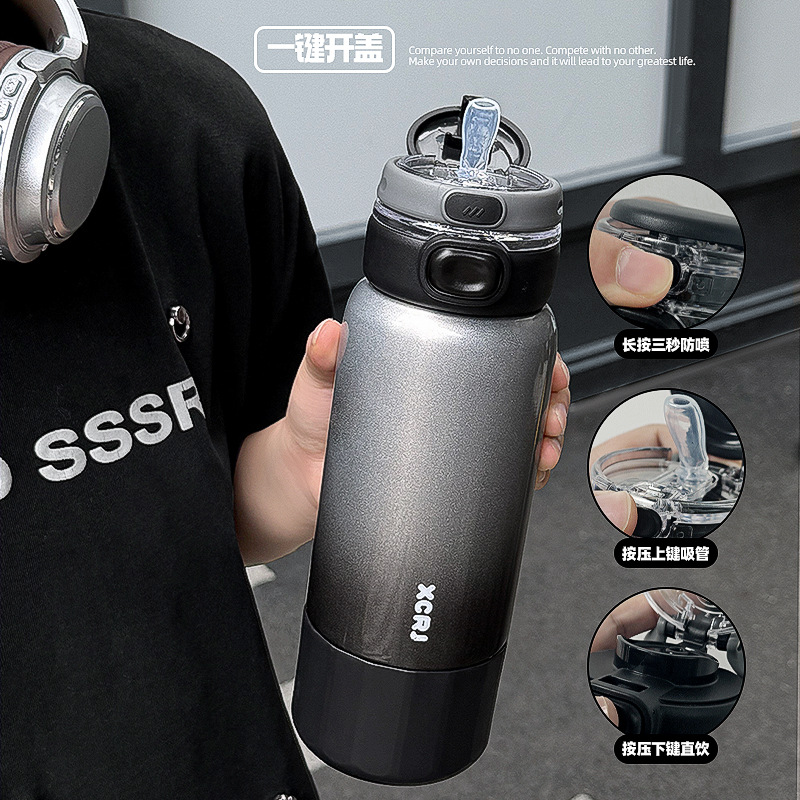 304 stainless steel insulated cup, high appearance level, large capacity, cute straws for female students, anti-drop household cup, water cup details Picture