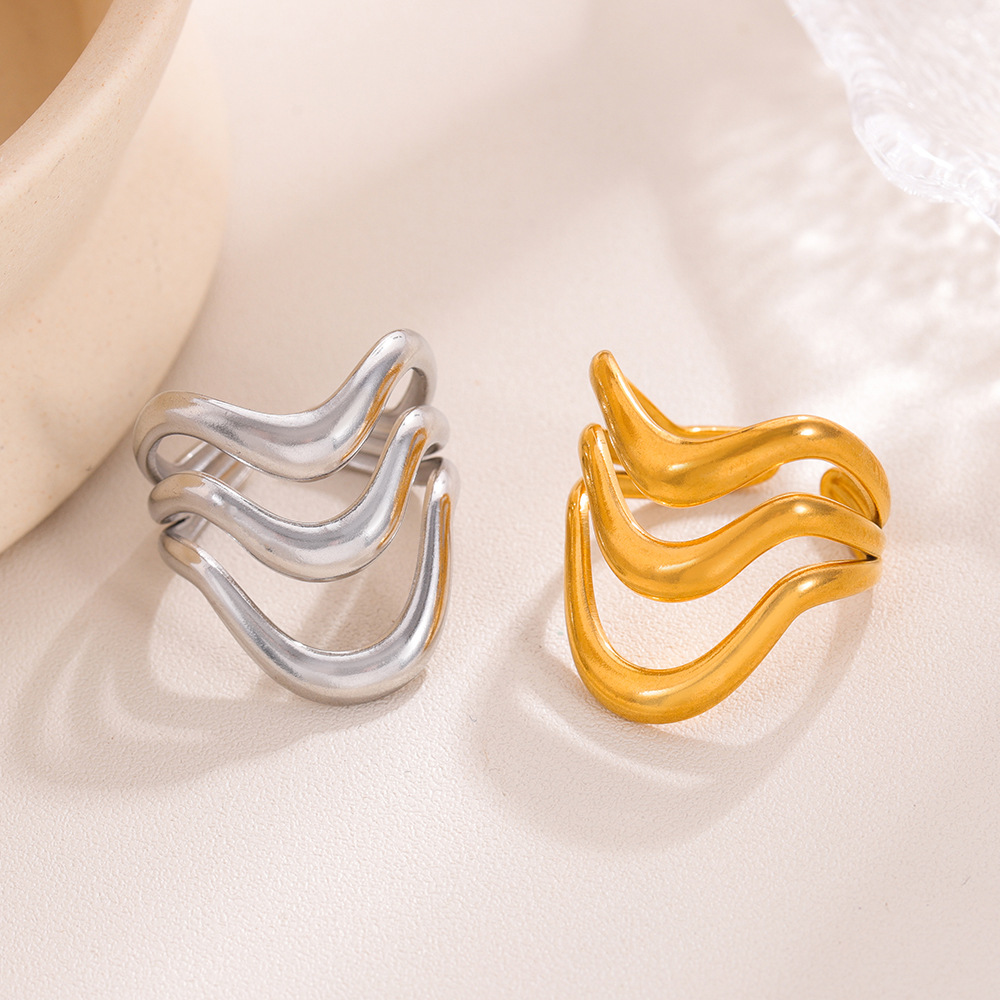 Titanium steel ring, a cross-border bestseller for women, with an ins style, adjustable hinge, anti-color fading, niche design, simple lines, and a touch of light luxury Specification drawing