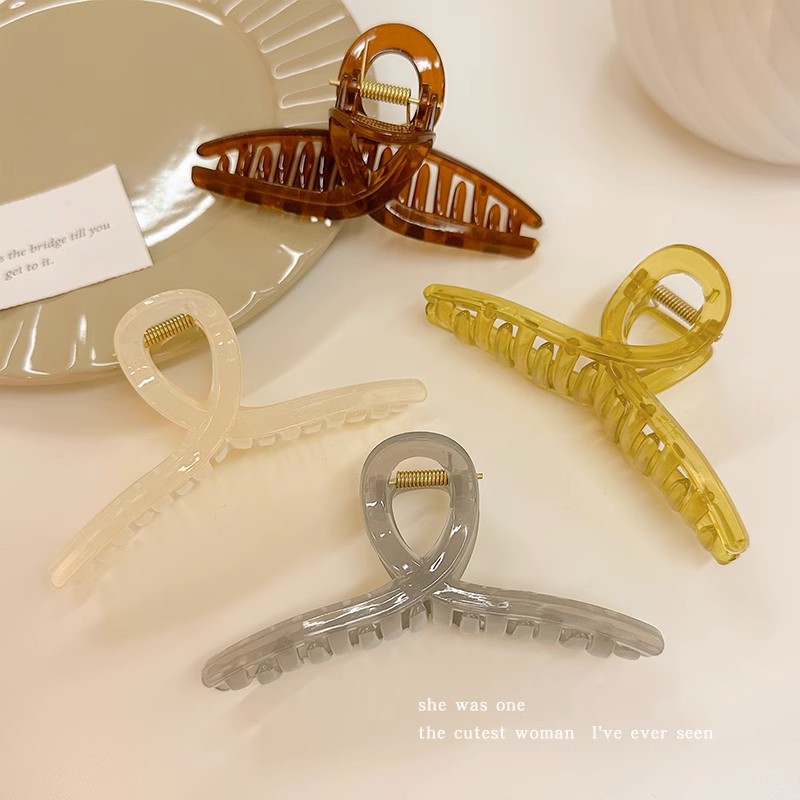 Acrylic jelly clip for women's back head hairpin, shark clip, 2023 new style simple and elegant hairpin headwear Specification drawing