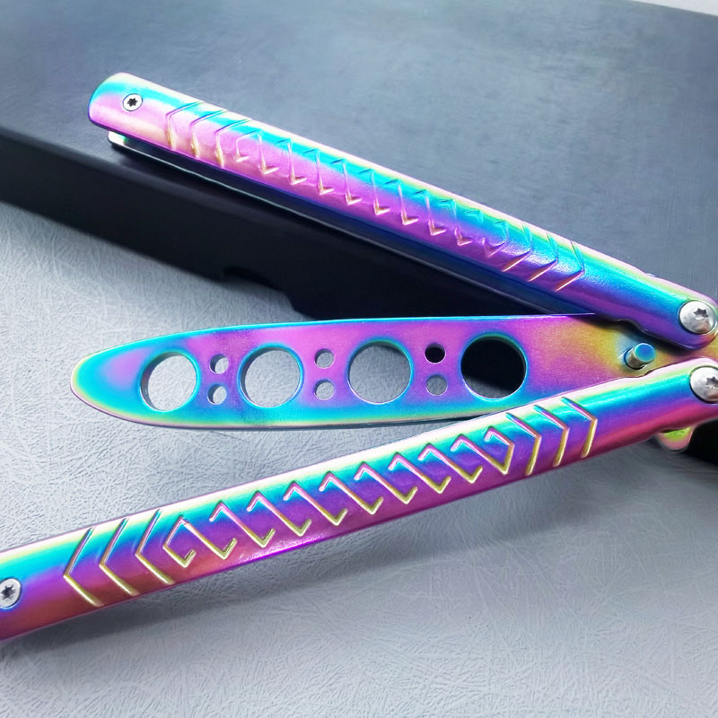 Beginner Butterfly Blade CSGO unedged fancy practice Folding Blade game Toy Blade Cool Performance Butterfly Blade Specification drawing