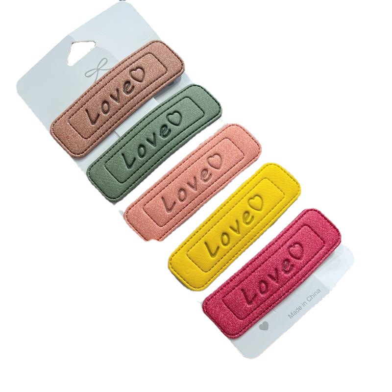 Colorful letter pu leather bb clip, bangs, forehead clip, high-end hairpin, back clip, headwear, autumn Item Picture
