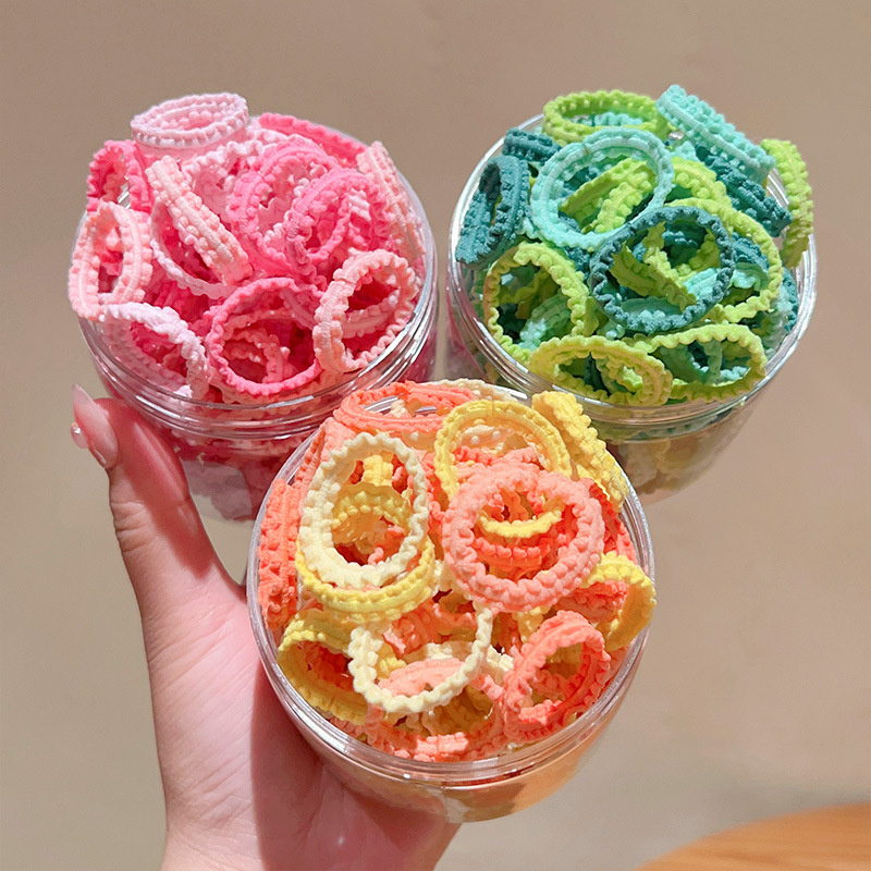 Children's hair ties are not harmful. Colorful canned group edge rubber bands, girls' high-elasticity hair ties, baby headbands details Picture