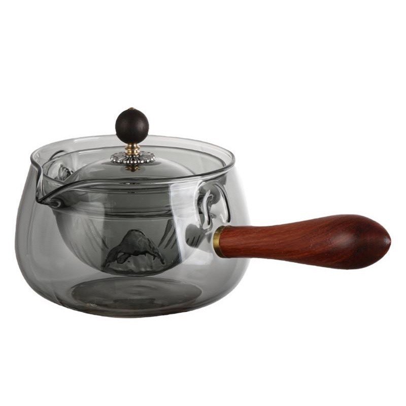 Wholesale high borosilicate glass Xiaoyao teapots with side handles, Gongfu teapots, high-temperature resistant separators, filters and tea brewing sets Item Picture
