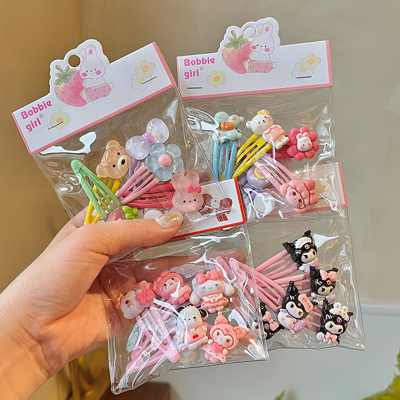 New Korean cartoon resin BB clips, children's hair clips, cute and versatile baby hair clips, headwear, water drop accessories, hair accessories full figure