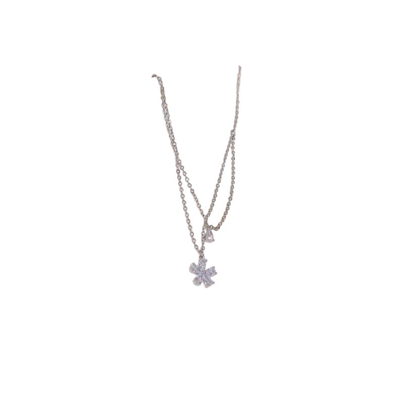 Korean super fairy zircon flower necklace, a light luxury and high-end accessory for women's summer, versatile, niche and exquisite collarbone chain Item Picture