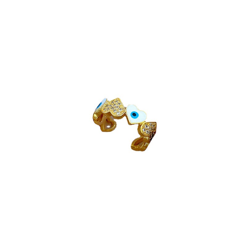 【 Real Gold 】 Oil-dripping heart-shaped glasses ring with adjustable opening, simple jewelry, Japanese-style ring couple rings Item Picture