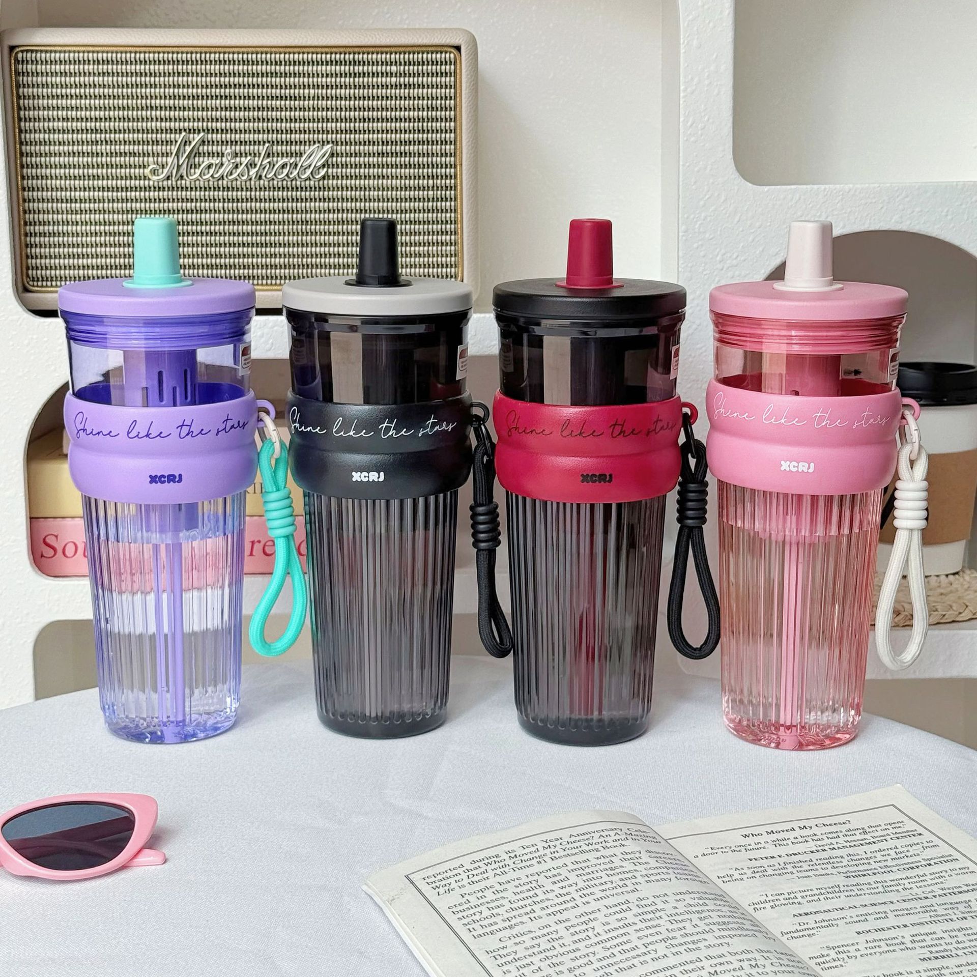 Simple large-capacity straw cup, high appearance level, men's tea-water separation cup, portable for office and home use, women's cup details Picture