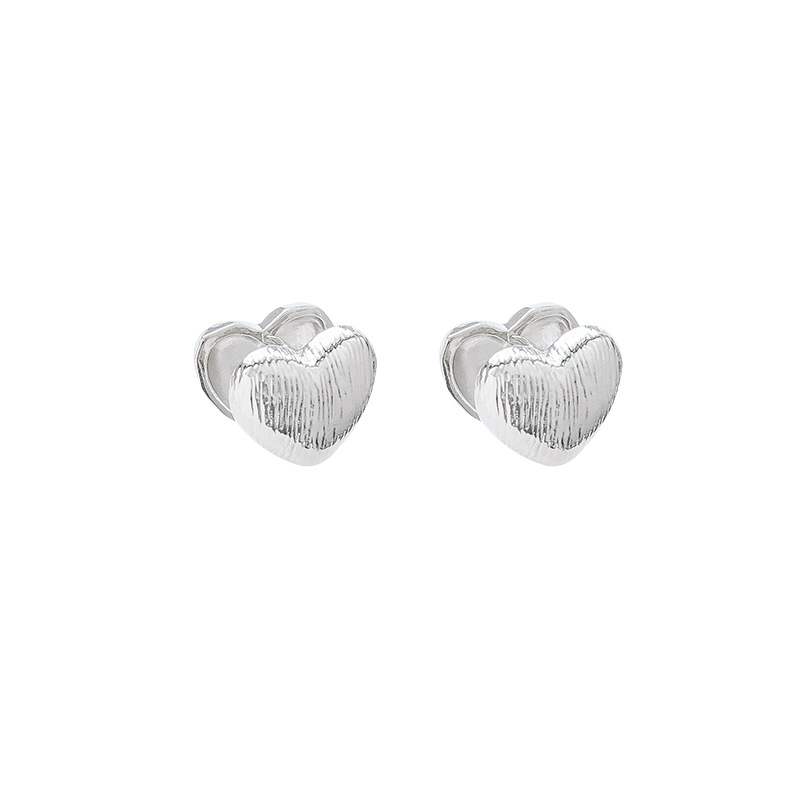 High-end double-sided heart-shaped earrings for women, summer 2025, light luxury, niche design, simple and elegant stud earrings Item Picture