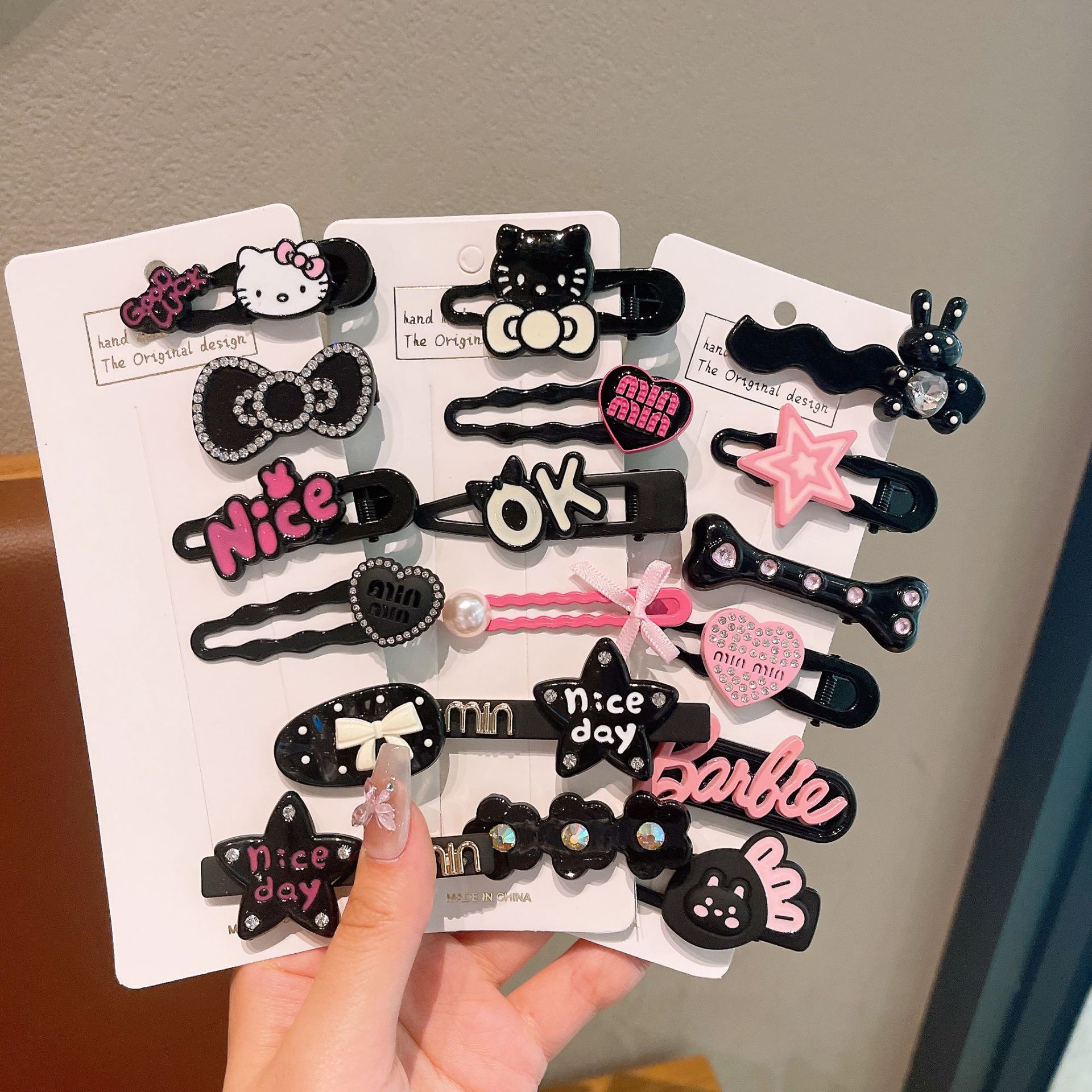 Cute dopamine hair clips, sweet girl princess hair clips, side bangs, broken hair top clips, new hair accessories Specification drawing