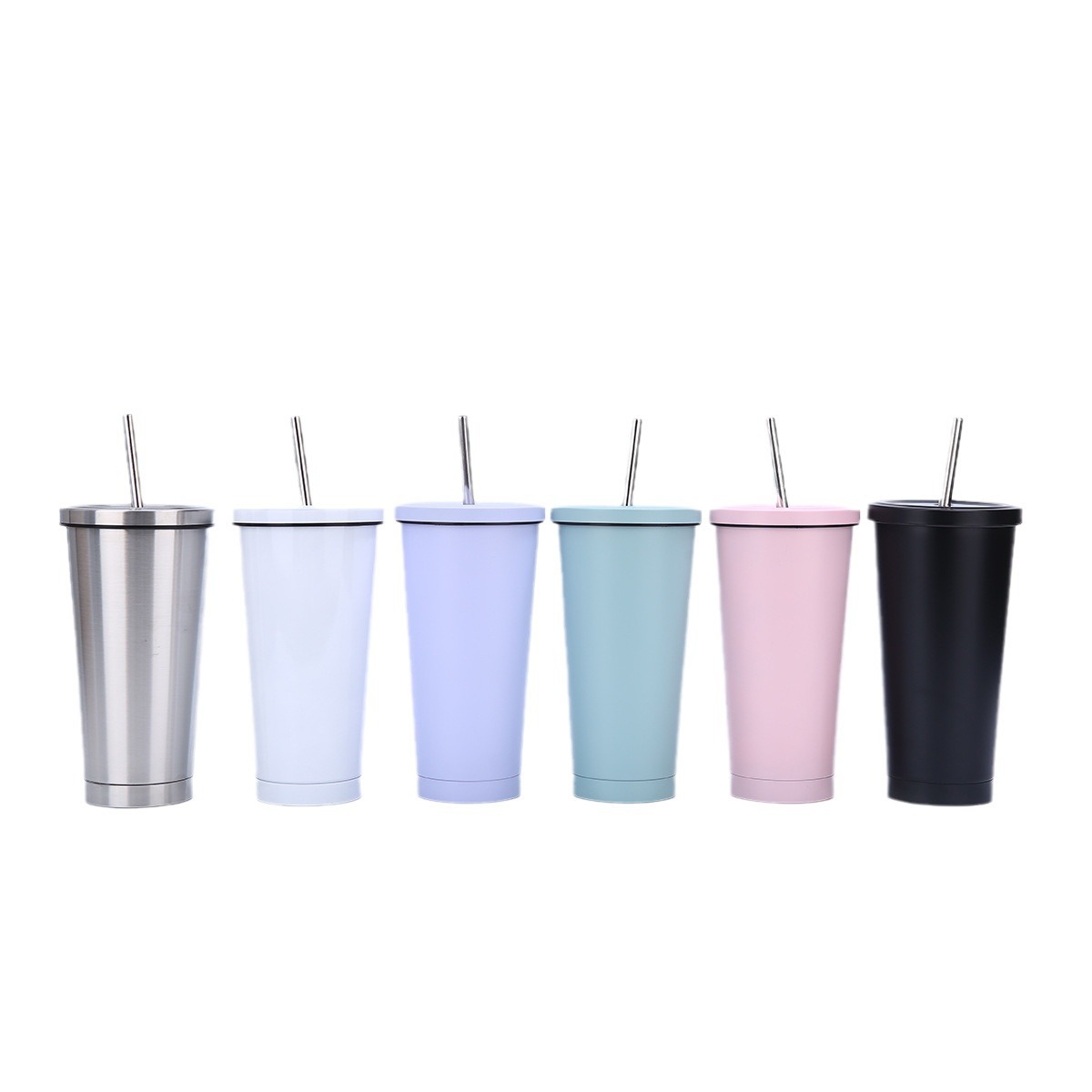 Wholesale of 304 stainless steel straw cups, large-capacity portable vacuum insulated cups, and multi-color fresh and portable coffee cups Item Picture