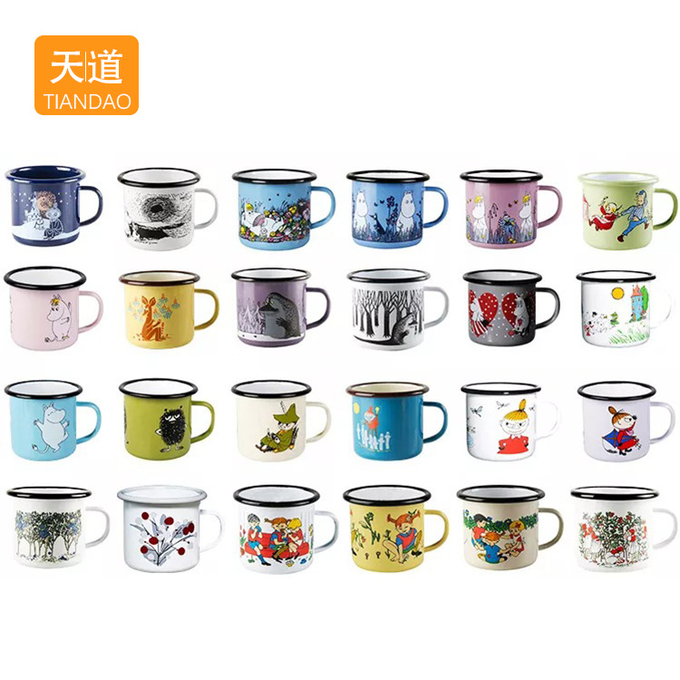 Retro enamel cups, retro ceramic coffee cups, Hong Kong-style mugs, old-fashioned nostalgic water cups, souvenir gifts, creative cups Specification drawing