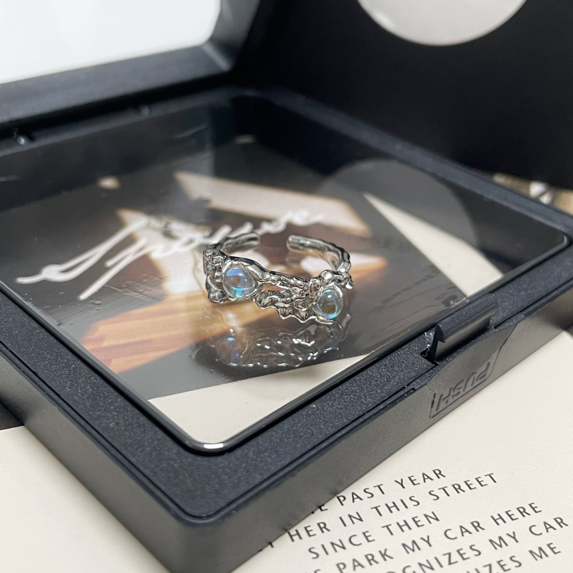 Moonstone irregular and niche design French opal ring, women's Instagram cold style gemstone high-end open ring Application Scenario