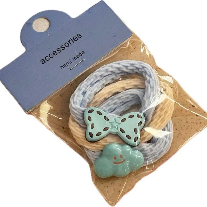 Colorful bow hair band three-piece set, braided hair tie, cute rubber band hair tie, ponytail versatile hair accessory Item Picture