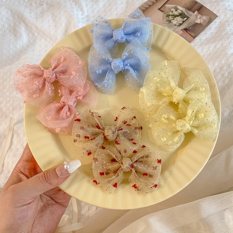 Korean children's bow hair ties, heart-shaped hair bands for little girls with bun heads, and baby elastic bands with high elasticity that won't hurt girls' hair Specification drawing