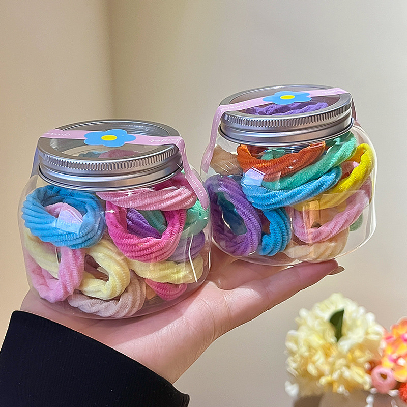 Children's candy-colored hair bands, girls' colorful rubber bands, little girls' towel bands, thick leather covers that won't damage hair, summer hair ties Specification drawing