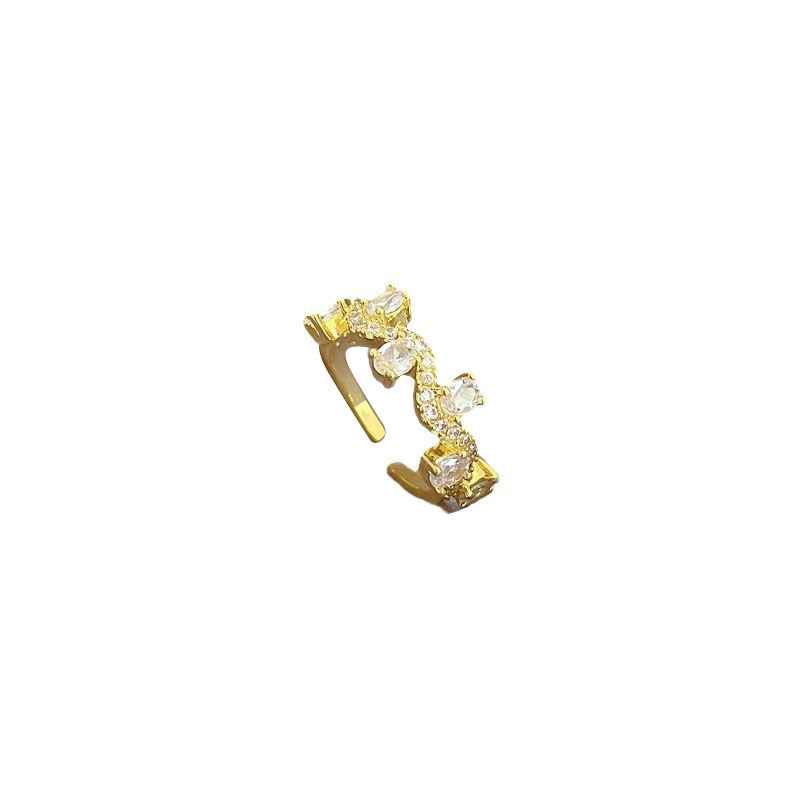 【 Real Gold 】 Branch Zircon Fashion ring with adjustable opening, simple Japanese-style bracelet, couple rings Item Picture