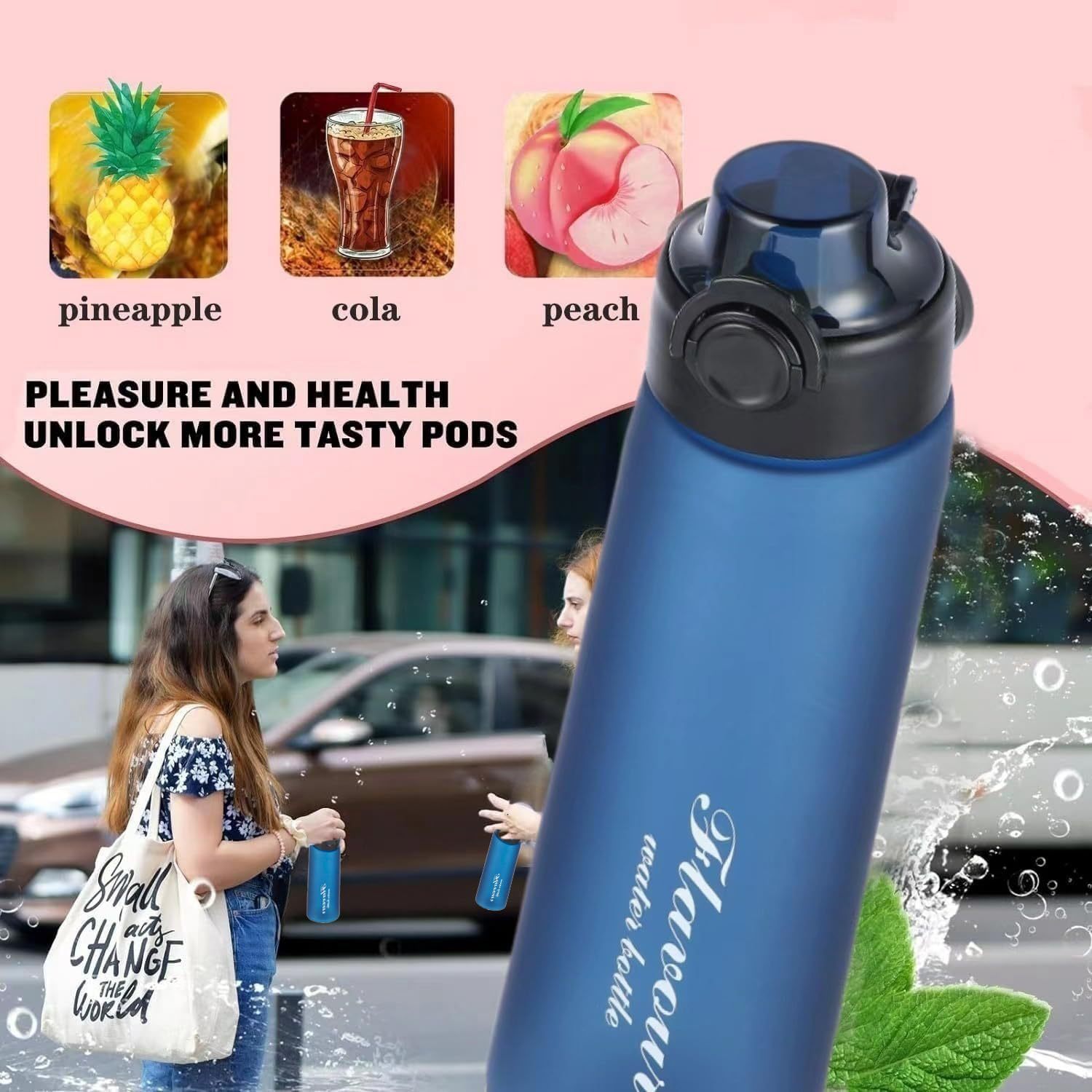 The new creative sugar-free and calorie dual-color gradient fruit-flavored cup is a drinking wonder with a fragrance ring and a Tritan fragrance cup with a tilted neck Application Scenario
