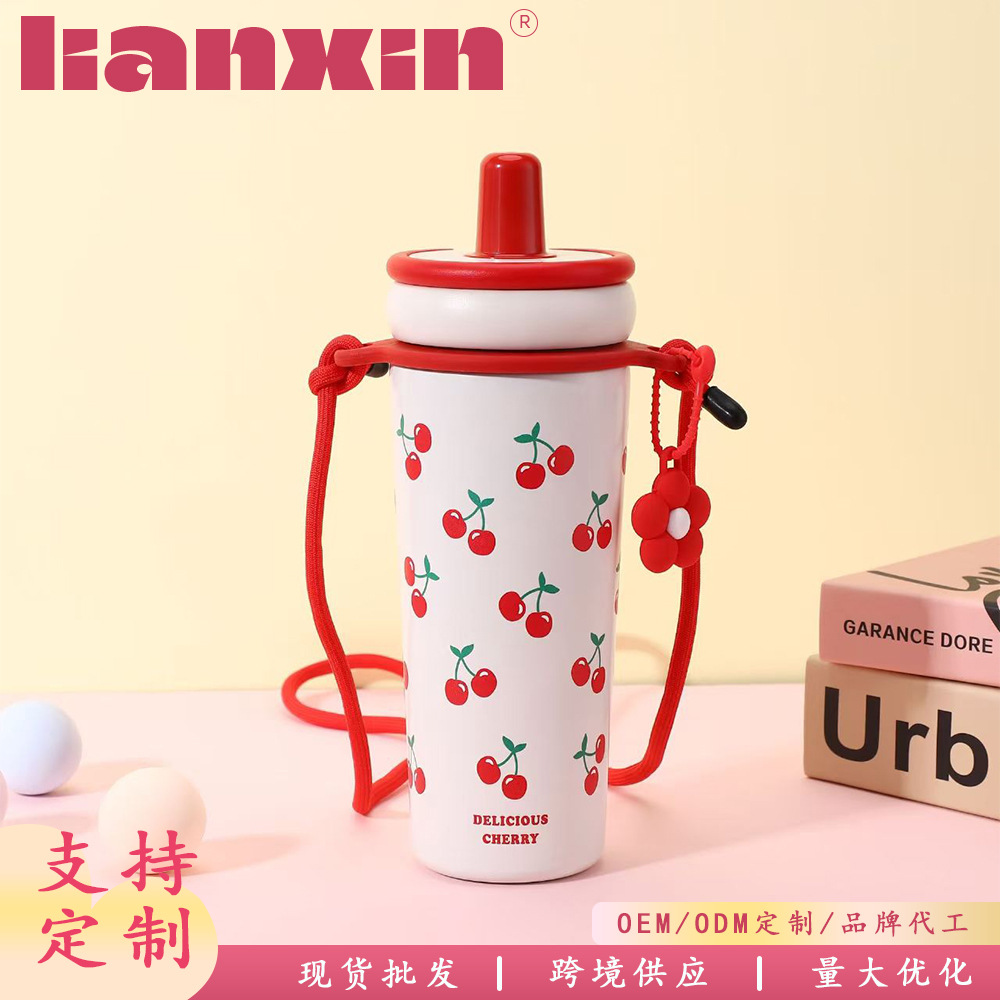 2025ins straw insulated cup, high appearance level, stainless steel 316 cup for girls, large capacity, new student water cup full figure