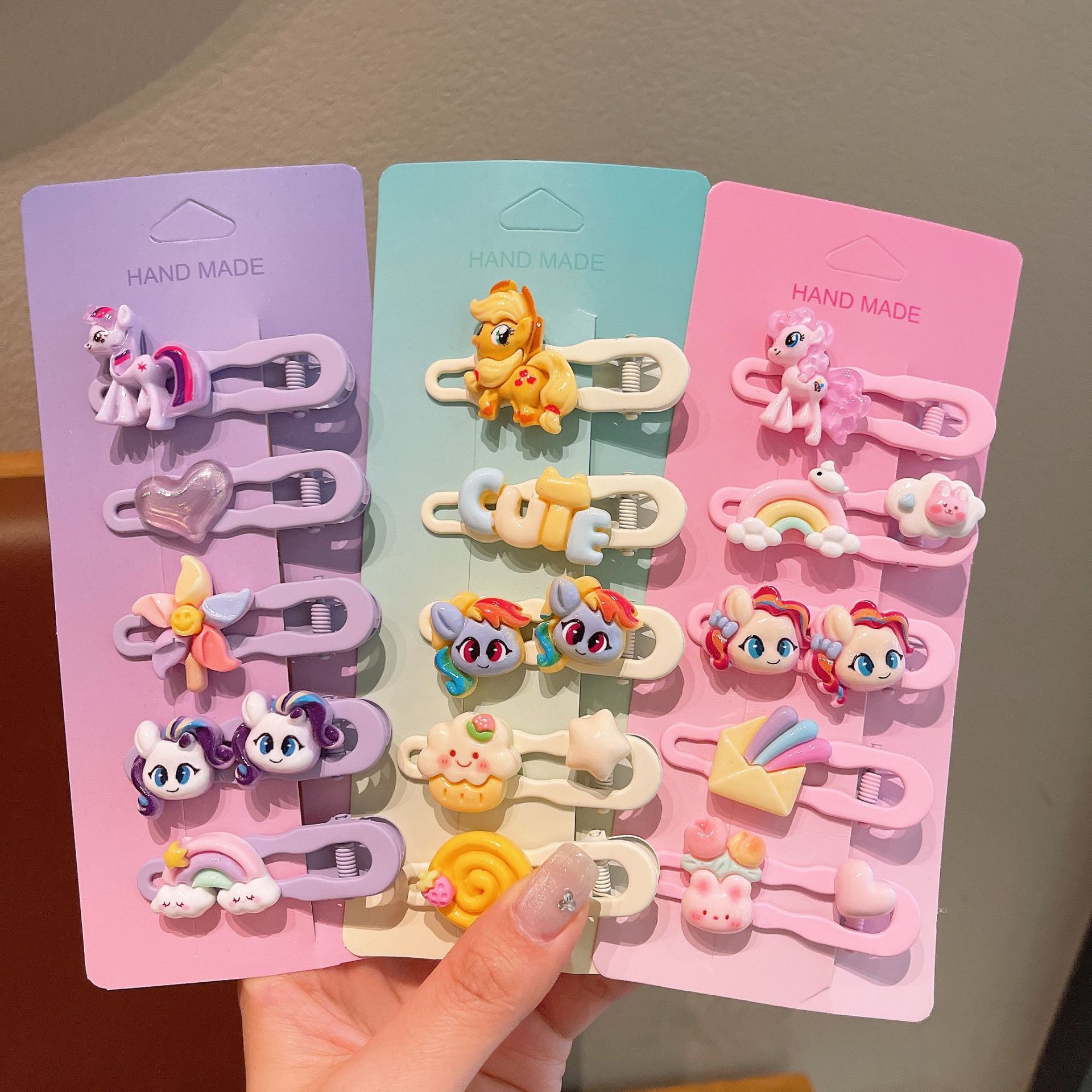 New cartoon My Little Pony seamless alloy hair clips, children's hair clips that won't damage hair, side clips, and girl bangs clips full figure