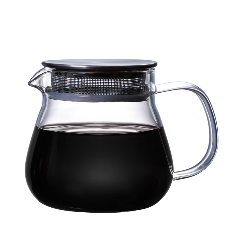 In-stock coffee pot, hand-brewed coffee pot, steel lid, transparent sharing pot, high borosilicate glass hand-brewed pot, 460ML Item Picture