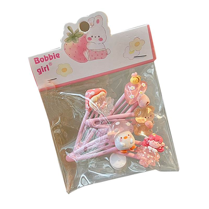 New Korean cartoon resin BB clips, children's hair clips, cute and versatile baby hair clips, headwear, water drop accessories, hair accessories Item Picture