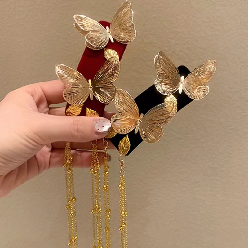 New Chinese-style butterfly tassel hair clips for women, retro and stylish, versatile hair accessories, niche design, exquisite hair accessories details Picture