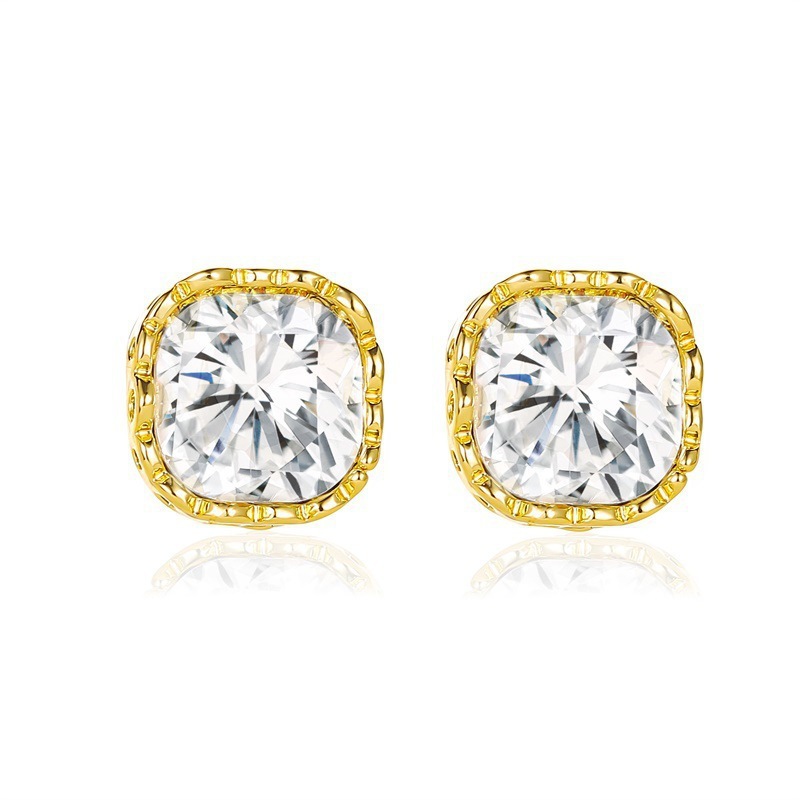 Cross-border best-selling diamond-encrusted geometric earrings for women, French light luxury creative design, flower-shaped heart-shaped stud earrings wholesale Item Picture