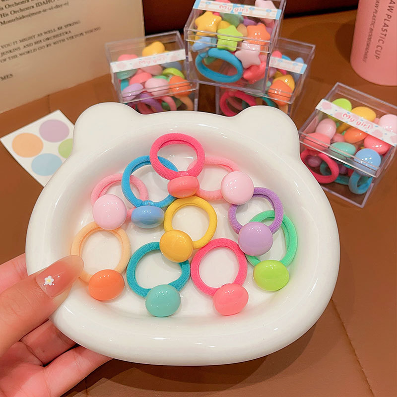 Children's candy-colored rubber bands, high appearance level for little girls, hair ties without damaging hair, baby rubber bands, girls' hair accessories details Picture