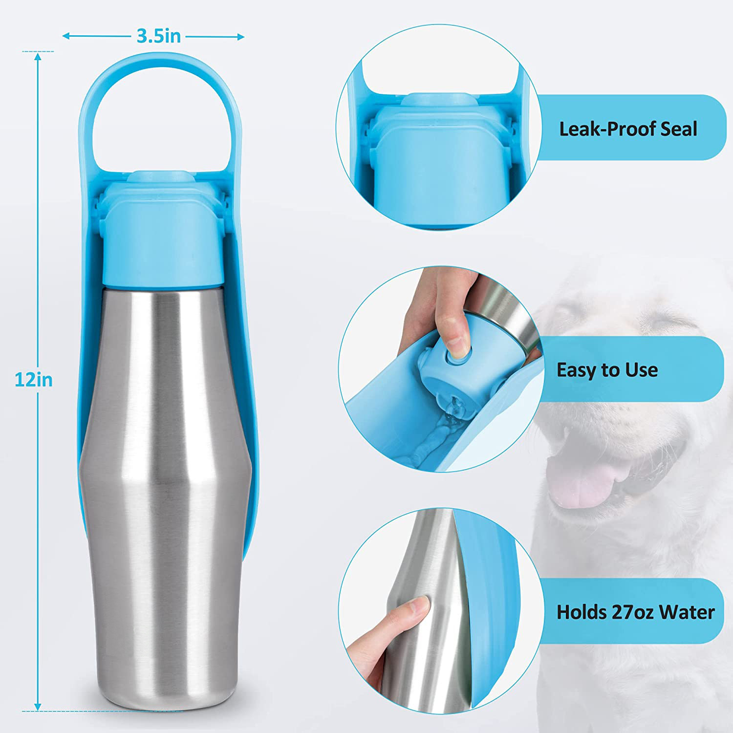 Amazon's best-selling pet travel cups, stainless steel water cups for cats and dogs going out, outdoor water bottles, portable dog cups full figure