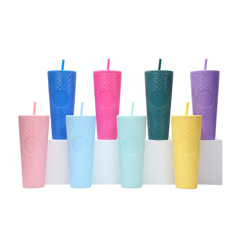 2025 New model factory direct supply 710ml Durian cup, Diamond creative Internet celebrity plastic straw cup, Starbar water cup Item Picture
