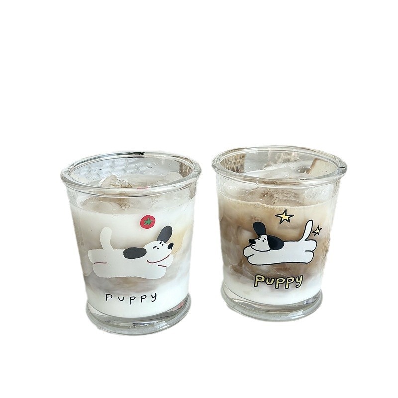 Homemade running dog glass cups, cold brew coffee cups, couple water cups, breakfast cups, milk cups, household water cups Item Picture