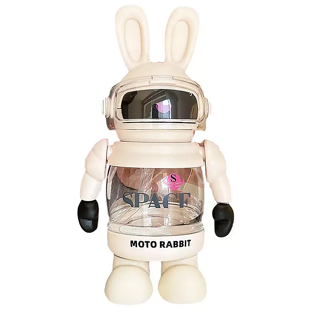 Children's high appearance level, cute and fun space rabbit plastic cup, sealed leak-proof portable straw cup, fashionable and trendy desktop water cup Item Picture