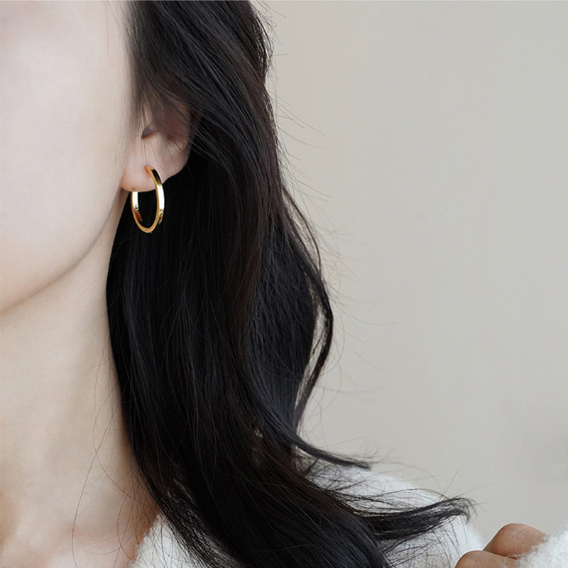 French ring earrings 2025 New bestseller, niche design, plain ring ear rings, ear buckles, high-end women's earrings Application Scenario