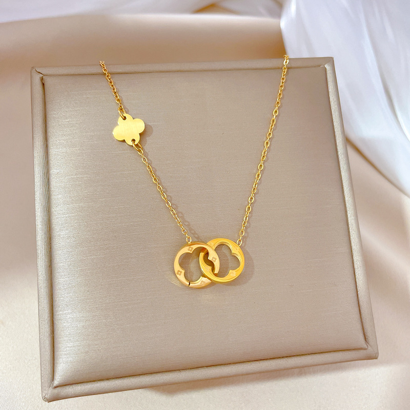【 All-titanium Steel 】 Geometric simple design for women, minimalist pendant, short collarbone chain, Korean-style cold neck Specification drawing