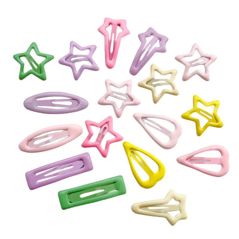 Children's hair clips, metal girl rainbow BB clips, cute side broken hair baby hair clips, little girl infant and toddler five-pointed stars Item Picture