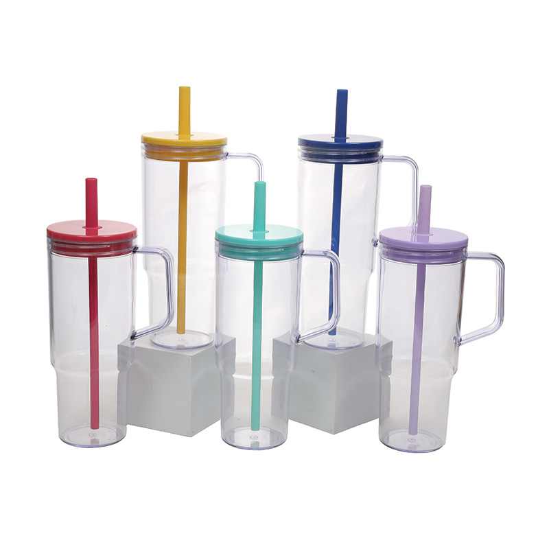 New cross-border student portable sports water cup with straw plastic cup, large-capacity straw cup with handle ice cube cup Application Scenario