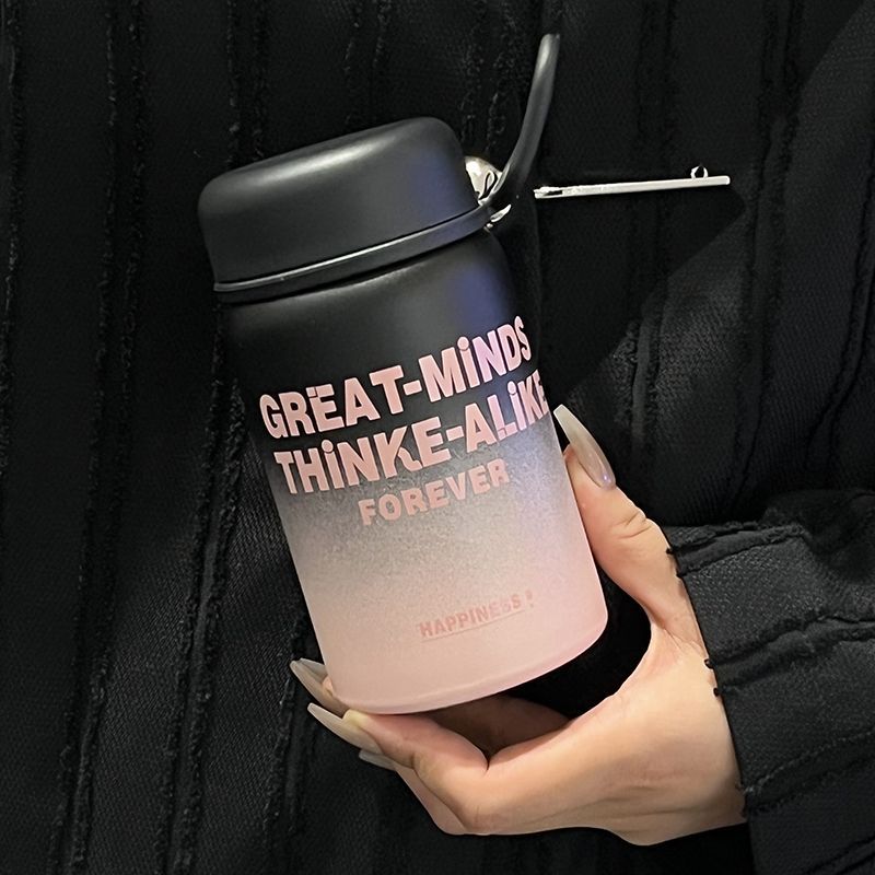 Small student insulated cup, high appearance level for girls, English water cup, tea-water separation, 316 portable stainless steel cup Specification drawing