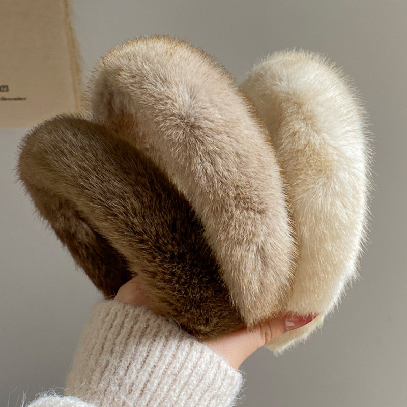 Korean Instagram mink hair band with a wide fringe, a popular autumn and winter facial wash mink hair headband in solid color for women Specification drawing